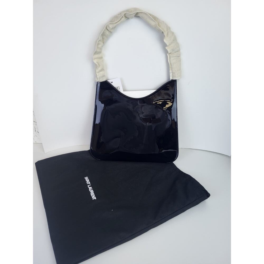 Saint Laurent Patent Calfskin Sadie Shoulder Bag Black